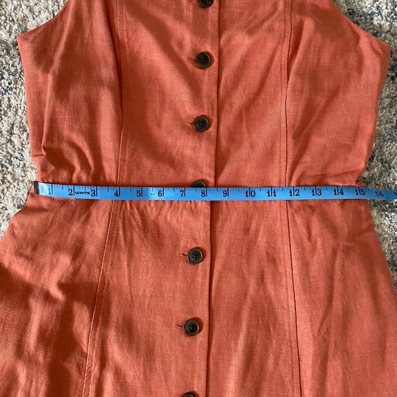 GAP Linen-Blend Button Up Dress Pockets 8t Coral - Picture 9 of 10